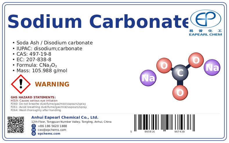 Sodium Carbonate — label CAS 497-19-8