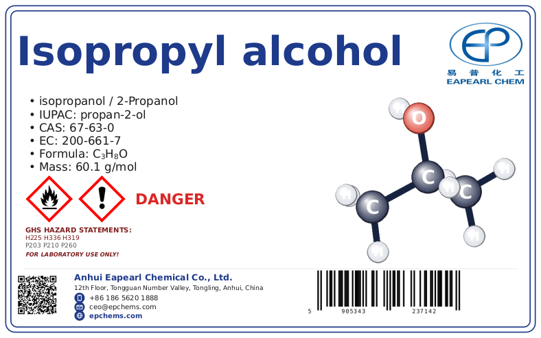 isopropyl alcohol — label CAS 67-63-0