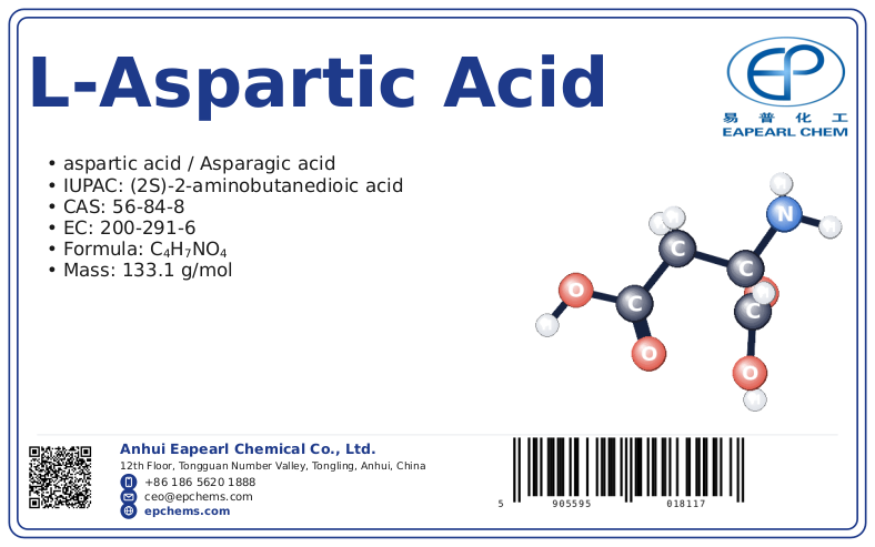 L-Aspartic acid, CAS 56-84-8 — chemical product label