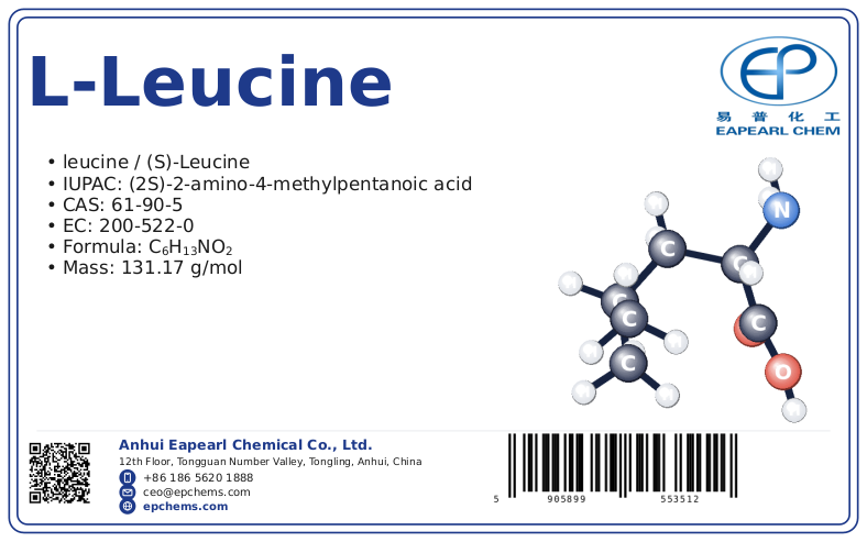 L-Leucine, CAS 61-90-5 — chemical product label
